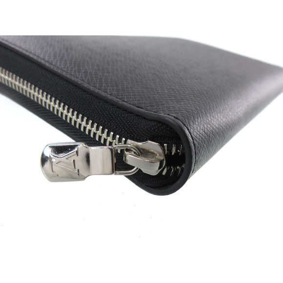 Louis Vuitton Leather Taiga Wallet Noir Zippy Black NM Organizer Long - Picture 3 of 6